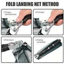 Fishing Landing Net With Telescopic Handle, Foldable & Collapsible, Lightweight Aluminum Alloy Frame, Portable Long Handle For Bird & Fish Catch And Release