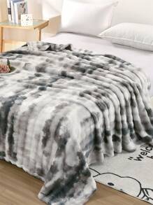 1pc Ink Dyed Faux Mink Fleece Blanket, Plush Soft Reversible Travel Throw Blanket For Couch, Sofa, Bed, Home Decor - Dark Grey - View 4