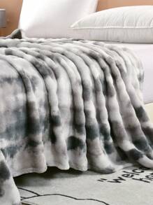 1pc Ink Dyed Faux Mink Fleece Blanket, Plush Soft Reversible Travel Throw Blanket For Couch, Sofa, Bed, Home Decor - Dark Grey - View 3