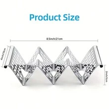 1/2PCS Stainless Steel Taco Holders, Premium Taco Stands, Holds 2 Or 3 Tacos Each Taco Tray, Taco Rack With Easy-Access Handle, Taco Plate Shells Oven & Grill Safe, Kitchen Supplies, Serveware Accessories - Silver - View 4