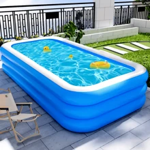 1PC Large Inflatable Swimming Pool Multi-Level Three Ring Inflatable Swimming Pool PVC Material Suitable For Indoor And Outdoor Camping Parties