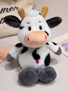 1 pieza Muñeco de peluche de 25cm/9.84in de vaca y lechón de granja, muñeco de peluche lindo de vaca de dibujos animados, muñeco de peluche elegante de cerdo jabalí salvaje, muñeco de peluche suave de confort animal, regalo de decoración del hogar