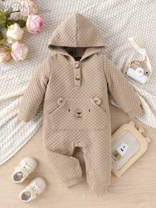 MommBaby Pelele con capucha bordado con osito con bolsillo de manga larga para bebé niño recién nacido, primavera y otoño