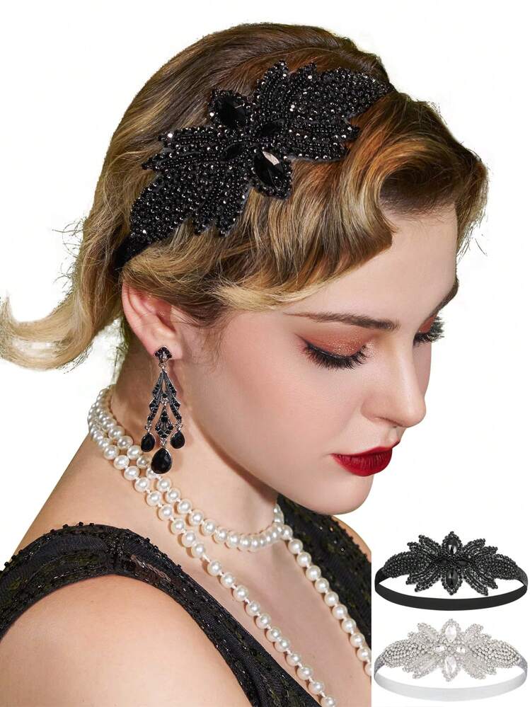 1pc Rhinestone Flapper Headband-Elastic 1920s Headpiece  display picture 1