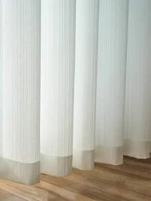 1 thanh treo rèm cửa mỏng Hàn Quốc, bảo vệ sự riêng tư trong suốt, chống nắng cho phòng ngủ, phòng khách, ban công - trắng - Xem 5