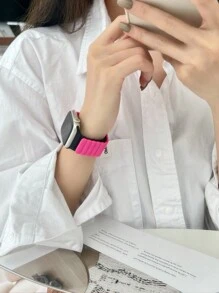 2条时尚可调节磁性硅胶表带和柔软镂空保护表壳，兼容 38/40/41/42/44/45/46/49mm，兼容 Series Ultra/SE/11/10/9/8/7/6/5/4/3/2/1 - 多色(無手錶) - 查看 4