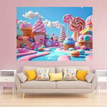 1 stuk lolly snoep park achtergrond sprookje zoete cartoon snoephuis ijs kasteel wolk fotografie achtergrond verjaardagsfeestje douche decoratie fotohokje rekwisieten, feestdecoratie benodigdheden, huisdecoratie benodigdheden, verjaardagsdecoratie benodigdheden