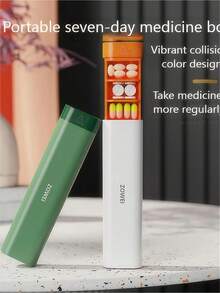 1 件便携式 7 天药盒收纳盒，提醒每天服药 3 次 - 彩色 - 查看 5