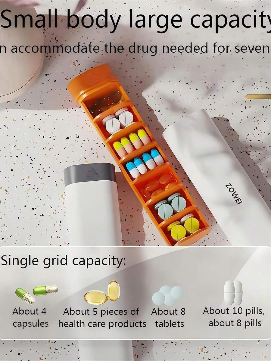 1 件便携式 7 天药盒收纳盒，提醒每天服药 3 次 - 彩色 - 查看 1
