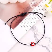 4 件套玻璃珠、土耳其之眼和恶魔之眼魅力友谊手链，黑色和红色