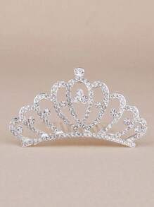 1pc Girls Birthday Gift Crystal Crown Headband, Children Princess Crown Hair Comb Accessory