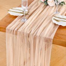 Hochzeits-Tischdecke mit Kunstperle für Empfang, Bridal-Shower, Dessert-Tisch, Hochzeits-Schleier aus Tüll, Chiffon und Perlen, Tischdecke, Linentischüberwurf, Spitzenstoff als beste Geschenke, Hochzeitstischdecke, Hochzeitsdekoration, Heimdekoration, Raum Dekoration, Party Geschenke, Braut Geburtstag Dekorationen, Party Dekorationen Junggesellenabschied - Verschiedenfarbig - Übersicht 4
