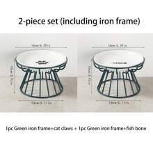 shuo ni mao yi 寵物陶瓷碗北歐貓碗高足陶瓷貓食碗小吃可預防頸椎病和翻轉貓食碗餵食托盤 - 彩色 - 查看 23