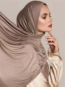 1 Stück Damen Schal, Neuer Gestrickter Oversized Kopfschal, Weicher Lässig Einfarbiger Schal Stirnband, Klassischer Kopfschal passend für Bademäntel und Schleier Outfits - Kamelfarben - Übersicht 2