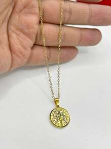 Women's Reversible Order Of Saint Benedict Necklace With Stainless Steel Rope - Gold - View 3