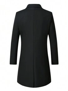 Men's Stand Collar Double Pocket Single-Breasted Coat, For Fall Winter