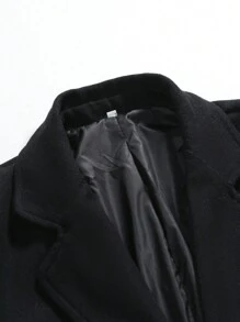 Men's Stand Collar Double Pocket Single-Breasted Coat, For Fall Winter