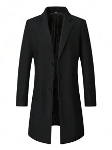 Men's Stand Collar Double Pocket Single-Breasted Coat, For Fall Winter