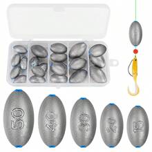 Egg Lead Fishing Weights Kit Drop Bass Weights Sinker Tackle Saltwater Casting Fishing Sinkers Set Oval Freshwater