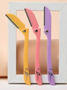 Eyebrow Shaver, 3pcs Stainless Steel Folding Razor With Portable Folding Handle And Safety Guard, Beauty Tool - Multicolor - View 6