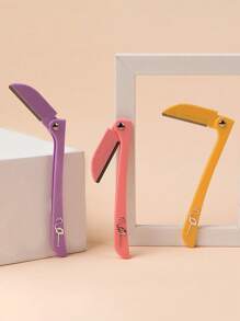 Eyebrow Shaver, 3pcs Stainless Steel Folding Razor With Portable Folding Handle And Safety Guard, Beauty Tool - Multicolor - View 5