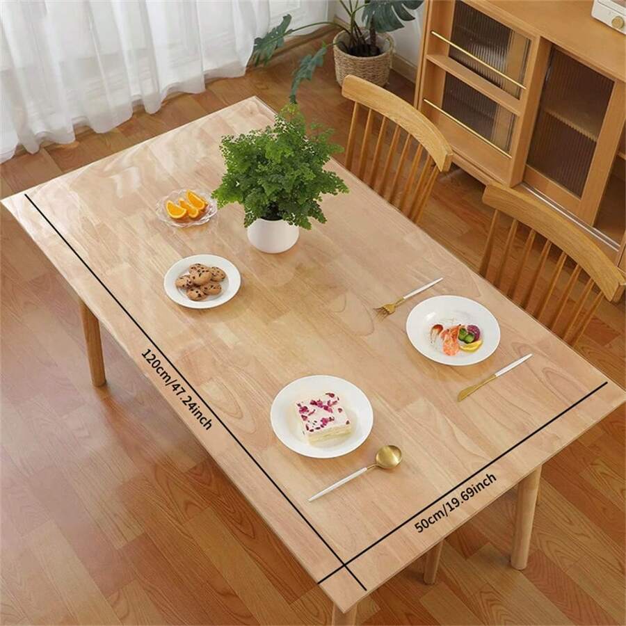 1pc Transparent Table Cover, Heat Resistant, Waterproof, Scratch Proof
