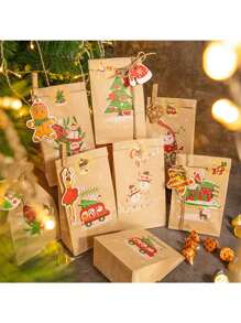 12 个圣诞礼品纸袋、圣诞糖果/苹果礼品包装袋 适用于圣诞派对装饰、礼品、家居和厨房烘焙用品 圣诞装饰品 圣诞装饰 圣诞礼物 圣诞包装纸 圣诞派对用品 圣诞礼品袋 圣诞袋 圣诞贴纸 - 彩色 - 查看 1