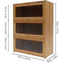 3 Tiers Bamboo Storage Cabinet For Kitchen Countertop, Freestanding Pantry Cabinet With Clear Acrylic Flip-Up Door Organizer Shelf For Spice Seasoning Bowl Cup Bottle