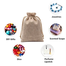 50 peças de sacos de estopa de 4" x 5,5" com cordões, sacos de juta vinho tinto, sacos de linho, sacos de pano de linho grosso, pequenos sacos de presente, adequados para joias, faça você mesmo, artesanato, casamento, festa, Natal