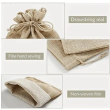 50 peças de sacos de estopa de 4" x 5,5" com cordões, sacos de juta vinho tinto, sacos de linho, sacos de pano de linho grosso, pequenos sacos de presente, adequados para joias, faça você mesmo, artesanato, casamento, festa, Natal