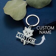 1pc Custom Name Tag Keychain Personalized Letters Stainless Steel Key Chain Ring For Women Men Father's Day Mother's Day Valentine's Day Gift