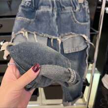 Young Boy Washed Denim Loose Straight-Leg Ripped Jeans - Blue - View 5