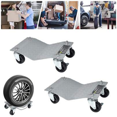 VA-Cerulean Auxiliar de manobra, rolo de manobra, 2 peças/4 peças, prata, macaco de manobra, macaco de manobra em aço pesado revestido a pó para troca de pneus em automóveis, automóveis, caminhões, reboques