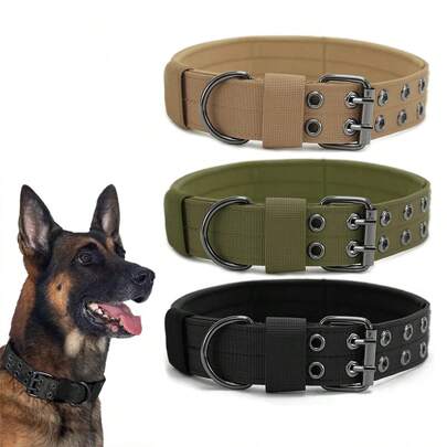 1pc Adjustable Nylon Dog Collar, Military Tactical Training Dog Collar With  Patch Panel, Suitable For Medium & Large Dogs
