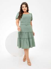 Plus Size Dresses - 橄欖綠 - 查看 1