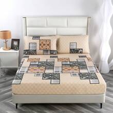 3 Bộ chăn ga gối đệm in hoa hình học bằng vải Flannel bằng vải Flannel (1 chiếc váy ngủ + 2 chiếc vỏ gối) Không có gối lót, cho phòng ngủ & khách sạn - Năm tháng thật yên tĩnh - Xem 3