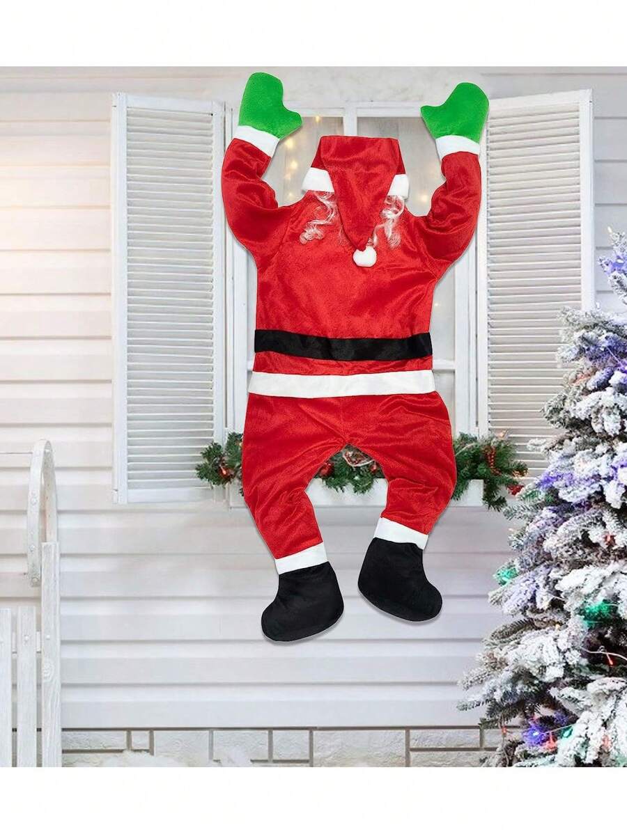 1 件圣诞老人墙饰、节日挂饰、圣诞节趣味墙/窗饰、适用于圣诞节家居装饰、圣诞节 - 紅色 - 查看 1