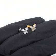 SWANJO 1 pièce Boucle d'oreille à tige plate en titane de mode avec papillon CZ, piercing tragus hélix pour bijoux de corps