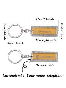 1 szt. Spersonalizowany brelok z grawerowanym imieniem i numerem telefonu, wzór z intarsjowanymi klejnotami, wyjątkowy prezent na Dzień Ojca, Walentynki, urodziny, rocznicę, przyjaciół, ukończenie szkoły, Boże Narodzenie, rodzinę