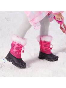 Boys Girls Snow Boots Mid Calf Boots Insulated Waterproof Side Zipper For Christams Gifts - Màu Hồng Tươi - Xem 5