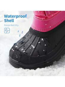 Boys Girls Snow Boots Mid Calf Boots Insulated Waterproof Side Zipper For Christams Gifts - Màu Hồng Tươi - Xem 7
