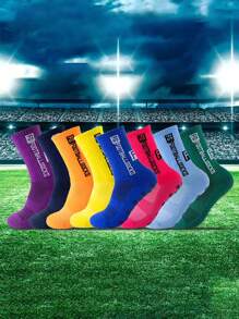 4 Pairs Football Socks For Men, Thick Short & Long Tube Socks, Slip-Resistant, Durable Sports Socks, For Gym - White - View 4