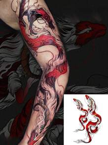 1 Máy Tính Lớn Rồng Đỏ Hình Xăm Tạm Thời Nữ Tạm Thời Hình Xăm Vai Tạm Thời Thực Tế Lưng Hình Xăm Ngực Cho Người Lớn - Đỏ - Xem 3