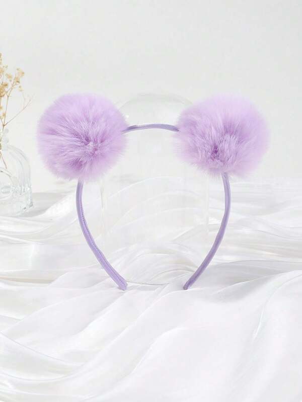 1pc Toddler Girls Pom Pom Decor Fashion Headband For Hair Decoration