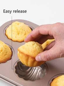 12 杯玛德琳蛋糕模具，不粘贝壳蛋糕模具，适用于自制小蛋糕、糖果、甜甜圈烤箱烤盘 - 金色 - 查看 7