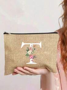 1 túi đựng mỹ phẩm in chữ cái A-Z, quà tặng cho bé gái, túi đựng đồ in họa tiết chữ cái tối giản phong cách retro dễ thương, túi trang điểm, túi đựng đồ nhỏ, túi đựng đồ vệ sinh cá nhân, ví cầm tay, túi đựng đồ gấp gọn nhẹ, túi mua sắm tối giản, ví cầm tay quà tặng giáo viên, túi đựng đồ cho y tá/bác sĩ/giáo viên, thích hợp để đựng đồ trang điểm cá nhân khi đi du lịch, túi đựng mỹ phẩm, túi đựng đồ trang điểm. - Màu Khaki - Xem 33