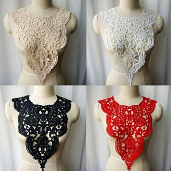 1pc Embroidered Venitian Lace Collar Decoration Sew-On Patch Flower Lace Fabric For Dress Making