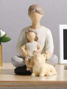 1pc Parent And Daughter Reading Book Figurines, Hand-Painted Figures Gifts For Parent Or Daughter, Family Sculpture For Shelf Decor Desktop Home Bedroom Living Room Decoration Birthday Graduation