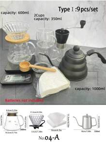 1pc Heat Resistant Glass Coffee & Tea Pot With Lid, Cloud-Shaped Pour Over Coffee Maker, Drip Filter Coffee Cup, Coffee Utensil,Coffee Drinking Kit, Coffee Camping Kit, Home Coffee Drinking Kit, School Supplies Back To School