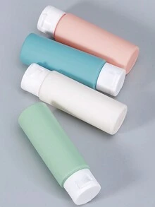 4 件 50ml 挤压旅行瓶套装，防漏便携式可再填充和挤压洗发水、乳液和洗漱用品，便携式化妆品乳液洗发水储存容器，带翻盖化妆品空液体容器便携式工具补充装 - 彩色 - 查看 3